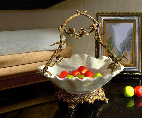 Classical Porcelain Brass Decorative Basin Plate Craft -  westmenlights