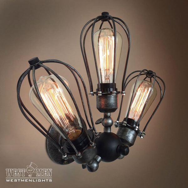 Globe 3 Lights Cage Swing Arm Wall Sconce -  westmenlights