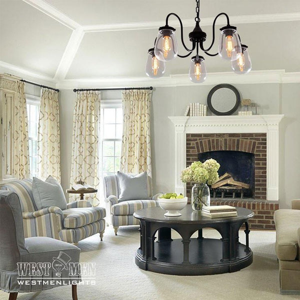 Globe 5 Lights Clear Glass Chandelier Lighting -  westmenlights