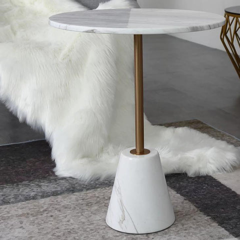 Cone Nature White & Black Marble Side Table -  westmenlights