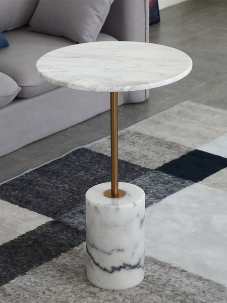 Nature White & Black Marble End Table -  westmenlights