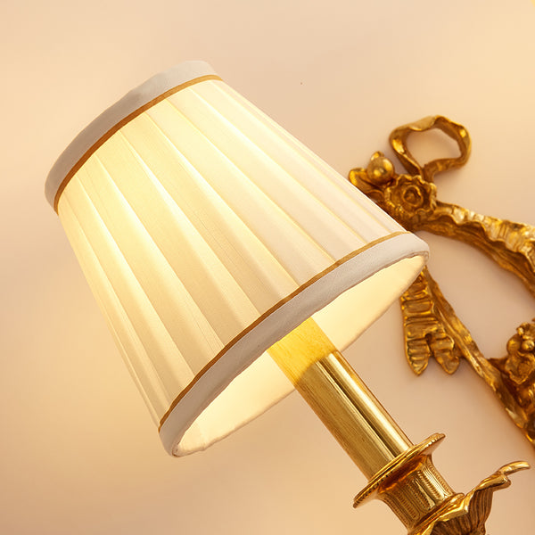 gilt bronze sconce with fabric lampshades -  westmenlights