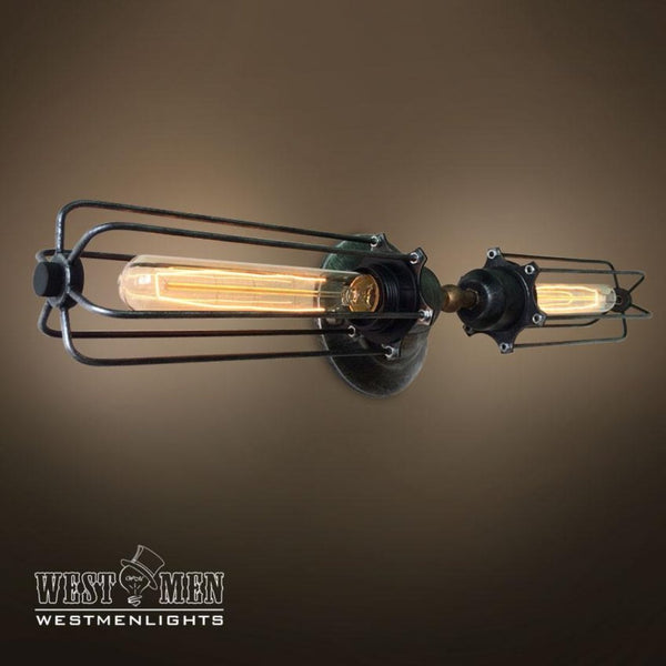 Cylinder 2 Lights Double Arm Cage Wall Sconce -  westmenlights