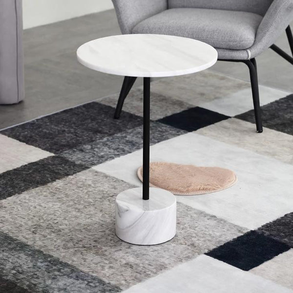 Nature White & Black Marble End Table -  westmenlights