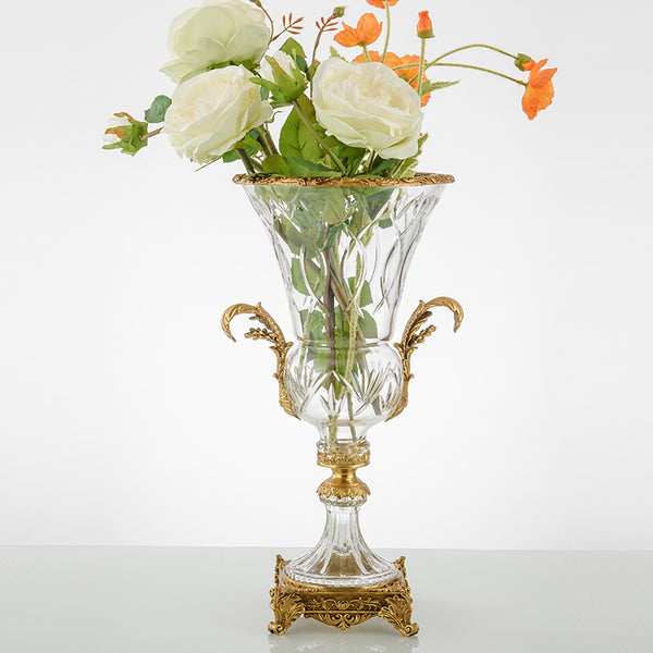 SWAN luxury home decor brass crystal flower vase -  westmenlights