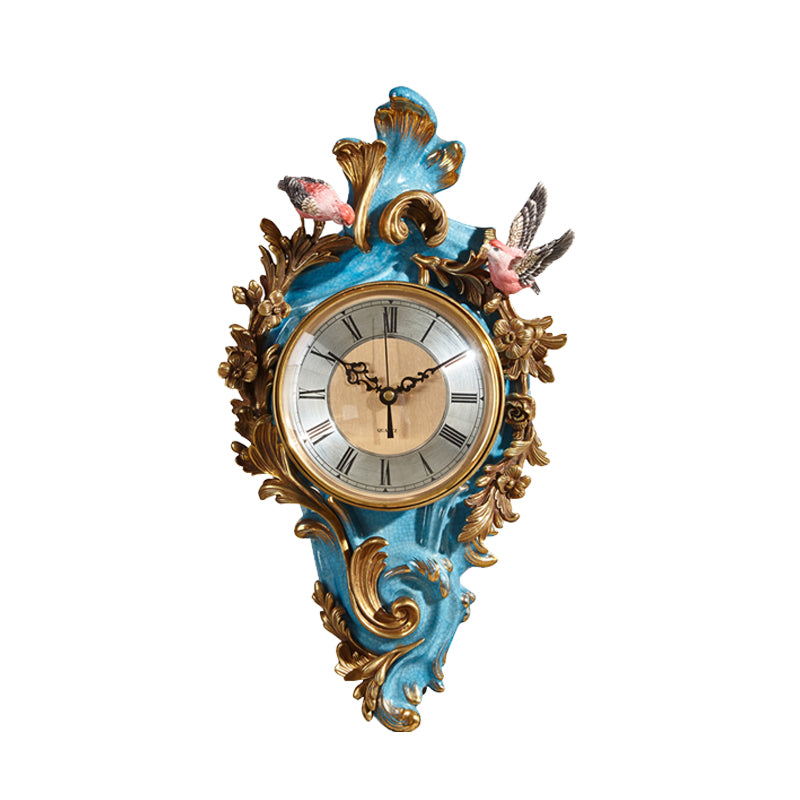 European-style luxury American-style creative home furnishing decoration jewelry wall decoration ornaments sky blue ceramic with copper wall clock