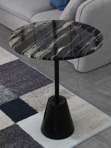 Cone Nature White & Black Marble Side Table -  westmenlights