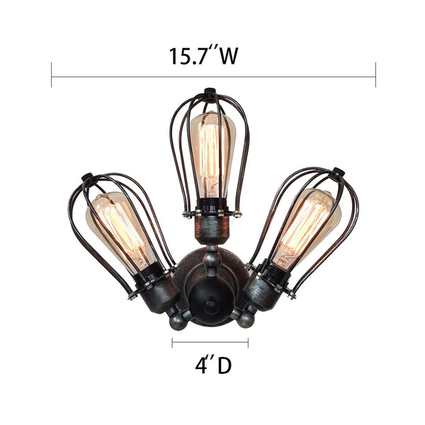 Globe 3 Lights Cage Swing Arm Wall Sconce -  westmenlights