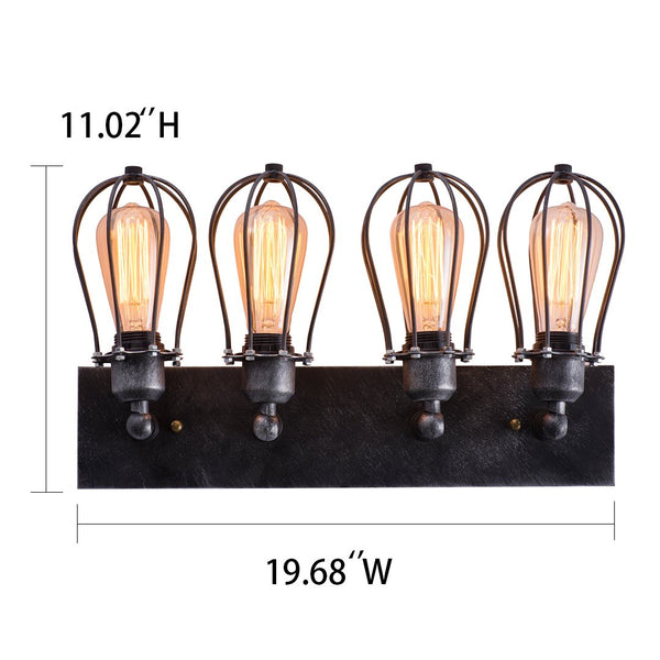 Globe 4 Lights Metal Cage Vanity Sconce -  westmenlights