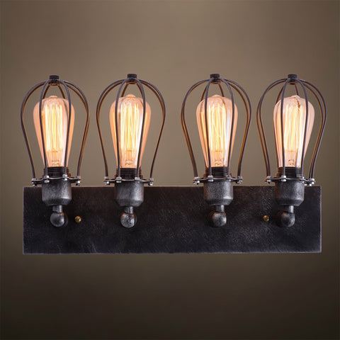 Globe 4 Lights Metal Cage Vanity Sconce -  westmenlights