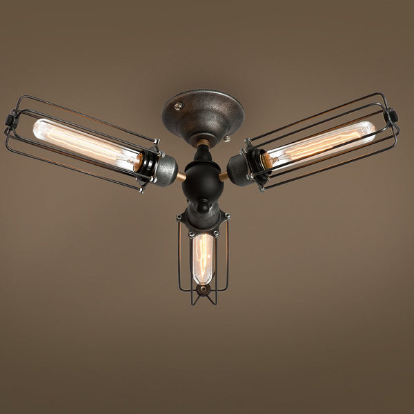 Cylinder 3 Lights Cage Flush Mount Ceiling Light -  westmenlights