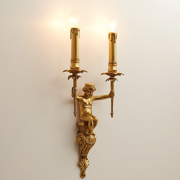 gilt bronze angel double bulb sconce -  westmenlights
