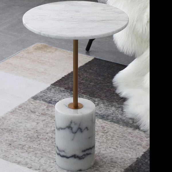 Nature White & Black Marble End Table -  westmenlights