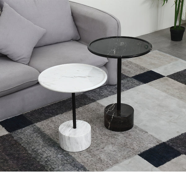 Nature Marble End Table Black & White -  westmenlights