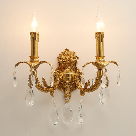 hallway gilt bronze crystal sconce -  westmenlights