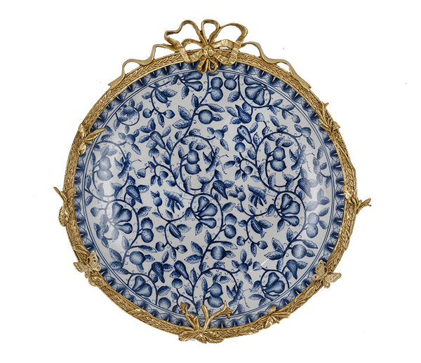 American blue and white retro hand-painted ceramic hanging plate decoration European style living room wall model room crafts wall pendant