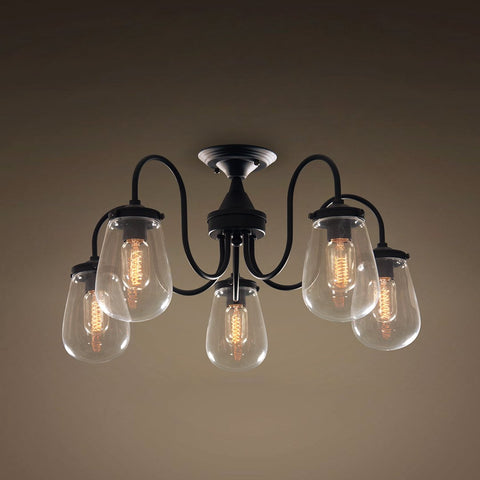 Globe 5 Lights Semi Flush Mount Glass Ceiling Light -  westmenlights