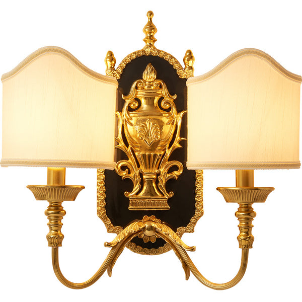 gilt bronze sconce with fabric lampshades -  westmenlights