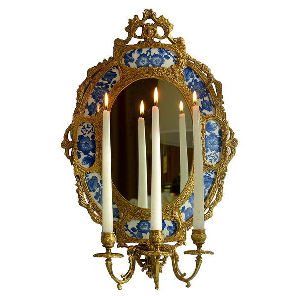 European-style ceramics with copper oval hanging mirrors, candlesticks, wall decorations, American villa home accessories, pure copper pendants