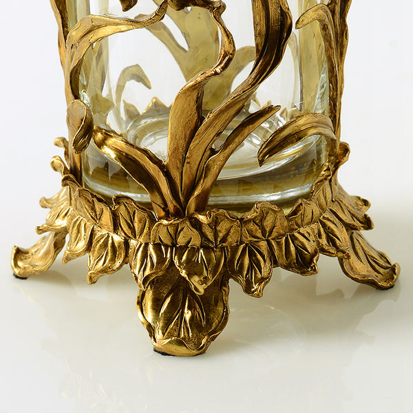 Gilt Bronze Crystal Flower Vase Centerpiece -  westmenlights