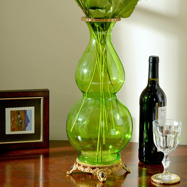 Gourd Brass Crystal Flower Vase -  westmenlights
