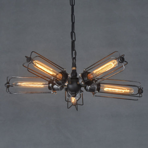Cylinder 5 Lights Cage Semi Flush Mount Chandelier -  westmenlights
