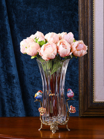 gilt bronze crystal flower vase