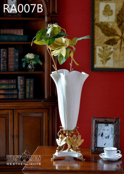 Ormolu Mounted Porcelain Flower Vase Centerpiece -  westmenlights