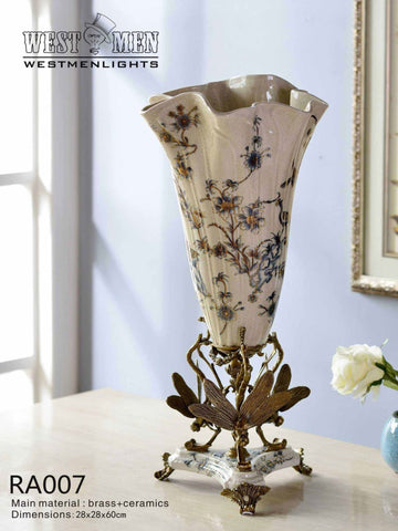 Ormolu Mounted Porcelain Flower Vase Centerpiece -  westmenlights