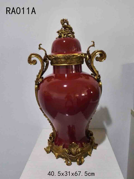 Gilt Bronze Covered Porcelain Vase -  westmenlights