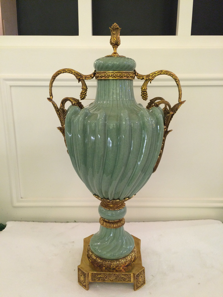 Gilt Bronze Potiche Jar Centerpiece -  westmenlights