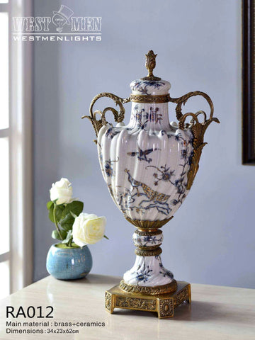 Gilt Bronze Potiche Jar Centerpiece -  westmenlights