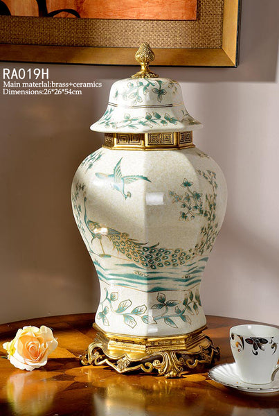 Gilded Bronze Ormolu Trim Jar Covered Urn -  westmenlights