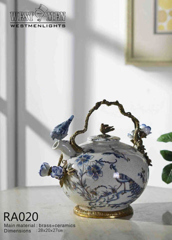 Bronze Mounted Porcelain Tea Pot -  westmenlights