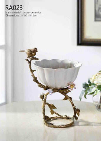 Modern Brass Porcelain Fruit Bowl Melon Shape -  westmenlights