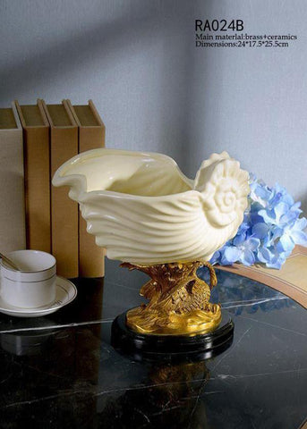 Classical Porcelain Basin White Shell Shape Centerpiece -  westmenlights
