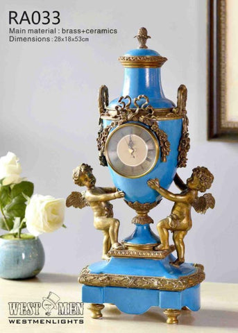 Gilt Bronze Angel Mounted Luxury Porcelain Clock -  westmenlights