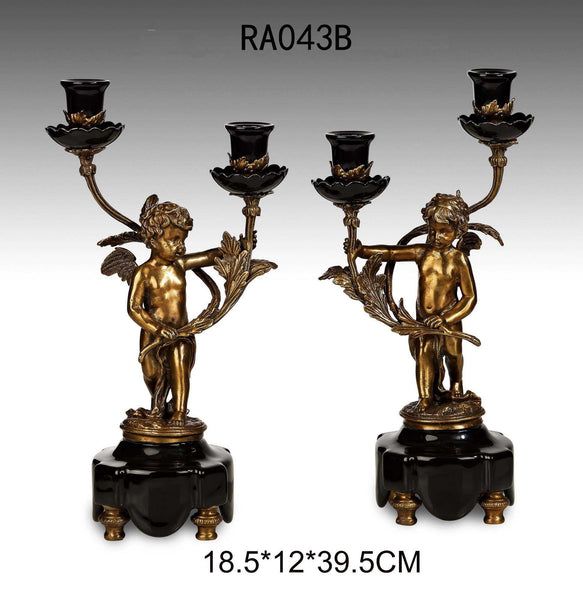 Pair(2 Pieces)Gilt Bronze Angel Porcelain Candelabras -  westmenlights