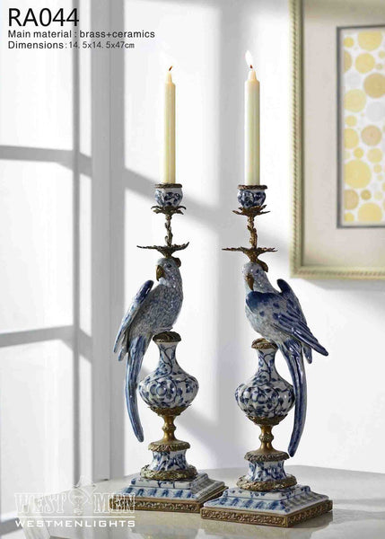 Pair(2 Pieces) Gilt Bronze Porcelain Candlesticks -  westmenlights