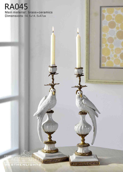 Pair(2 Pieces) Gilt Bronze Porcelain Candlesticks -  westmenlights