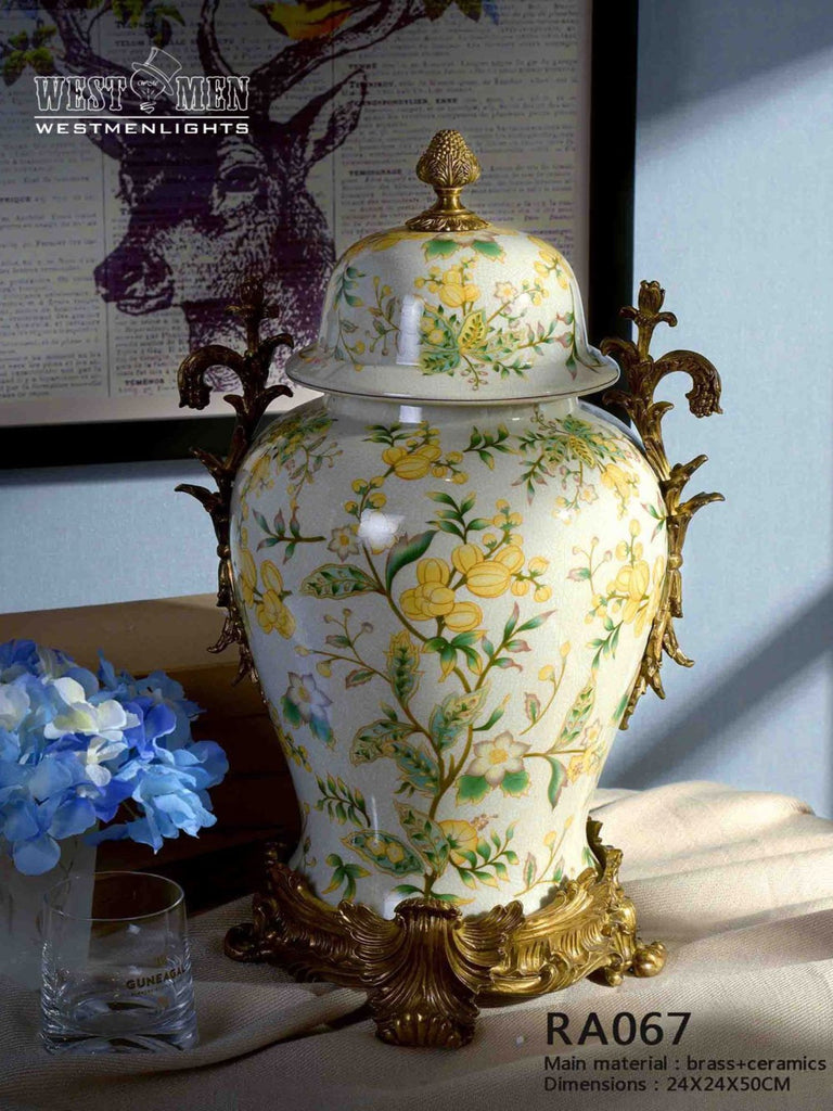 Covered Porcelain Centerpiece Vase -  westmenlights