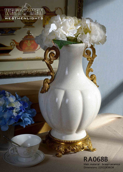Gilt Bronze Flower Vase Centerpiece -  westmenlights