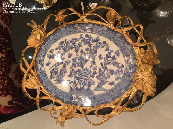 Classical Craft Brass Porcelain Decorative Plate -  westmenlights