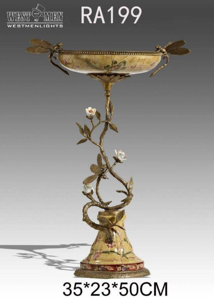 Gilt Bronze Compote Fruit Bowl Pedestal Dish -  westmenlights