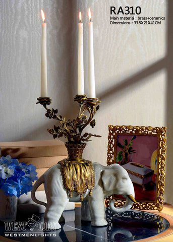 Ormolu Mounted Elephants Candelabras -  westmenlights