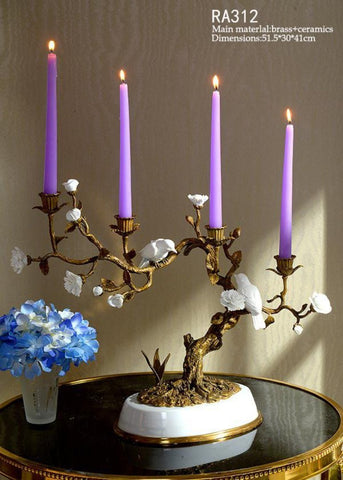 Gilt Bronze porcelain branch centerpiece -  westmenlights