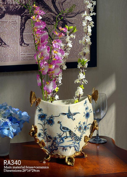 Golden Peacock Low Vase -  westmenlights