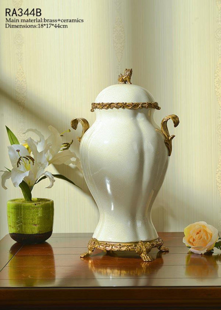 European Porcelain Bronze Decorative Pot Centerpiece -  westmenlights