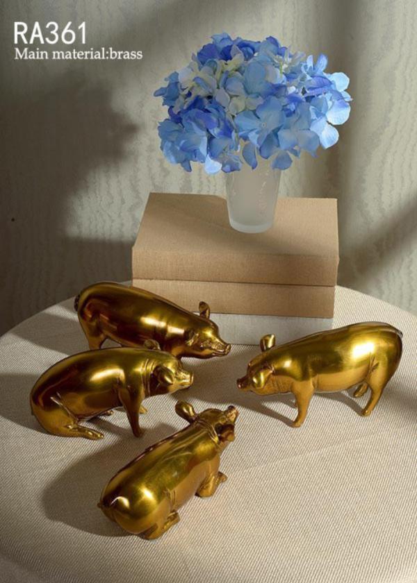 Gilt Bronze Handmade Pigs Set Of 4 -  westmenlights