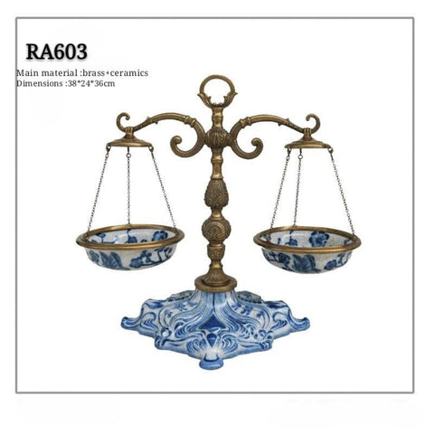 Gilt Bronze Porcelain Balance Scale -  westmenlights